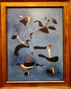 Photo of the famous original painting `Birds and Insects` by Joan Miro Royalty Free Stock Photo