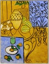 Photo of the famous original painting the `Interior, Yellow and Blue` by Henry Matisse. Frameless