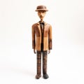 Handmade Wood Figure In Mixed Pattern Hat And Suit - Mbole Art