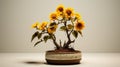 Sunflower Bonsai Tree: Ancient Chinese Art Inspired Miniature Sculpture