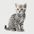 Cute Baby American Shorthair on White Background