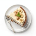 Photorealistic Rendering Of Cheesecake With Banana On Plate