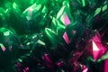 Close Up of Green and Pink Crystals. Generative AI.