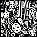 Minimalist Doodle Poster With Abstract Aboriginal Art Patterns
