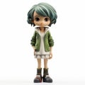 Rei Zenrin Figure: Green Hair Cartoon Girl With Highly Detailed Colored Portraiture Royalty Free Stock Photo