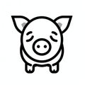 Meticulous Linework Precision: Animated Pig Icon In Black And White