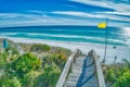 Awesome Curved-Earth 30A Beach Scene at Famous Blue Mountain Beach  Florida Royalty Free Stock Photo