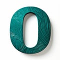 Turquoise Wooden Letter O: Texture-rich Surface Inspired By Nobuo Sekine And Justin Gaffrey