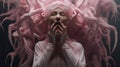 Dreamy Surrealist Composition: Woman With Pink Hair And Tentacles