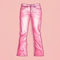 Hand-drawn Jeans Sketch On Bright Pink Background Royalty Free Stock Photo