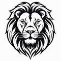 Black And White Lion Head Vector Stencil Style Tattoo Design Royalty Free Stock Photo