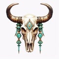 Bull Skull With Turquoise And Gemstones Decoration Isolated Royalty Free Stock Photo