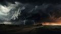 Fantastical Thunderstorm Scene With Dark Clouds