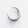 Minimalist Lunarpunk Digital Art: Silver Crescent On White Background
