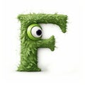 Grassy Letter E With Eyes Illustration In Zbrush Style
