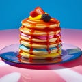 Post Malone-inspired Pancakes With Rainbow Pastry Dessert Royalty Free Stock Photo