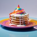 Post Malone-inspired Rainbow Pancakes With Pastry Dessert Royalty Free Stock Photo