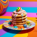 Post Malone-inspired Pancakes: A Colorful And Delicious Dessert Royalty Free Stock Photo