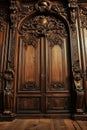 Ornate Carvings on Large Wooden Door