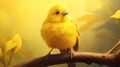 Vibrant Speedpainting: Captivating Yellow Bird On Branch Royalty Free Stock Photo
