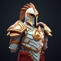 Whimsical 3d Spartan Armor: Dark White And Gold Design