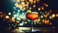 Photo of a festive cocktail on the bar counter