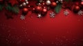 Photo of a festive red and silver Christmas background with ornaments Royalty Free Stock Photo