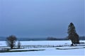 The fields covered by snow in the winter time Royalty Free Stock Photo