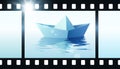 Photo film with origami boat