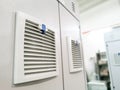 Photo of filter unit flip type mount on electrical switchboard. Royalty Free Stock Photo