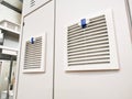 Photo of filter unit flip type mount on electrical switchboard. Royalty Free Stock Photo