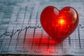 Photo Financial foresight Red heart on ECG graph, saving for future