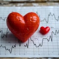 Photo Financial foresight Red heart on ECG graph, saving for future