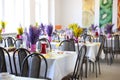 Photo of the finished banquet table for guests Royalty Free Stock Photo