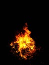 This is a photo of fire burning in the heart of the ocean to get warm in the winter season. to