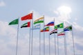 Photo flags brics membership concept of the brics summit or meeting countries flag brics