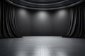 photo of floor backdrop black room studio with gray walls generative AI Royalty Free Stock Photo