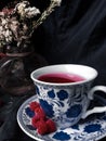 Cup of tea and raspberries Royalty Free Stock Photo