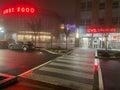 Foggy Night at the Shopping Center in Washington DC