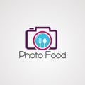 Photo food on camera logo vector, icon, element, and template for company