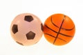 Photo of football and basketball balls on a light background Royalty Free Stock Photo