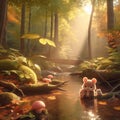 Autumn in the forest , AI generated Illustration Royalty Free Stock Photo