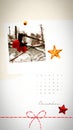 Photo in the form of a calendar sheet for the month of December.  In the photo there are red berries under the snow Royalty Free Stock Photo