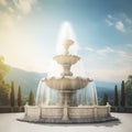 fountain ball with beautiful morning view ai generated