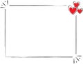 Photo frame illustration with red hearts, vector. Cute picture frame