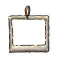 Cute hanging square photo frame cartoon border crayon illustration Royalty Free Stock Photo