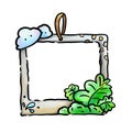 Cute nature decoration photo frame cartoon border crayon illustration Royalty Free Stock Photo