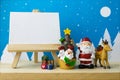 Photo frame and Children toys for christmas decoration. Royalty Free Stock Photo