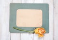 Photo frame with dry rose Royalty Free Stock Photo