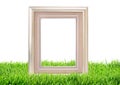 Photo frame on green grass nature background Royalty Free Stock Photo